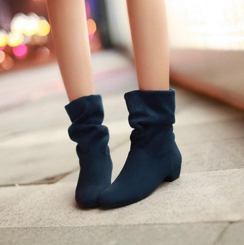 Flock Leather Ankle Boots