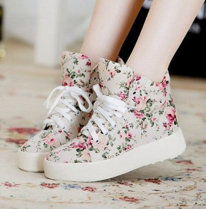 Floral Print Ankle Boots Shoes